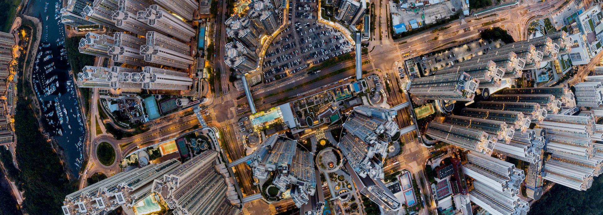 Panorama Image of Tseung Kwan O City in Hong Kong from Aerial View